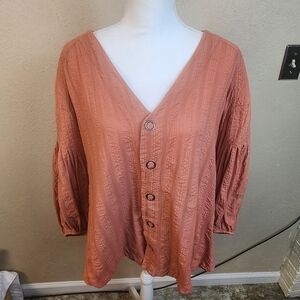 We The Free Muted Orange Snap Button Top Medium (5624)